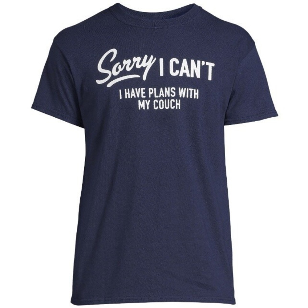 DOM Its About The Art Mens Plans With Couch Graphic Tee Small 34-36 Navy New